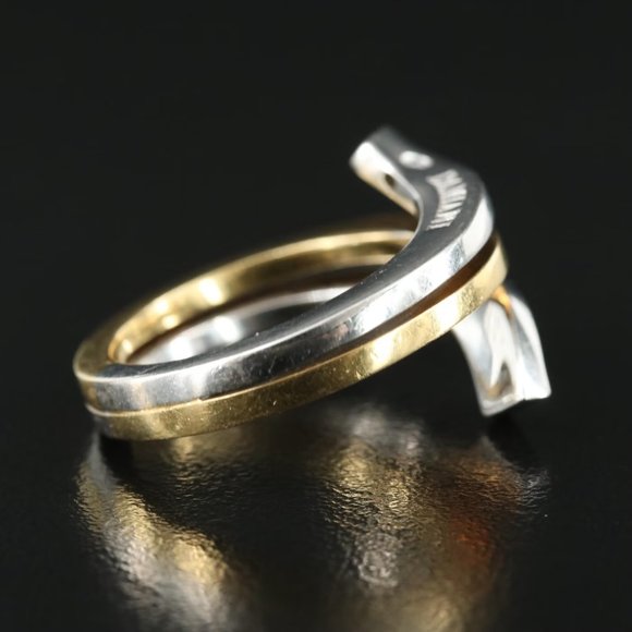 $6500 / Italian Damiani Diamond Bypass Ring / 18K Gold Heavy ring - Picture 4 of 7